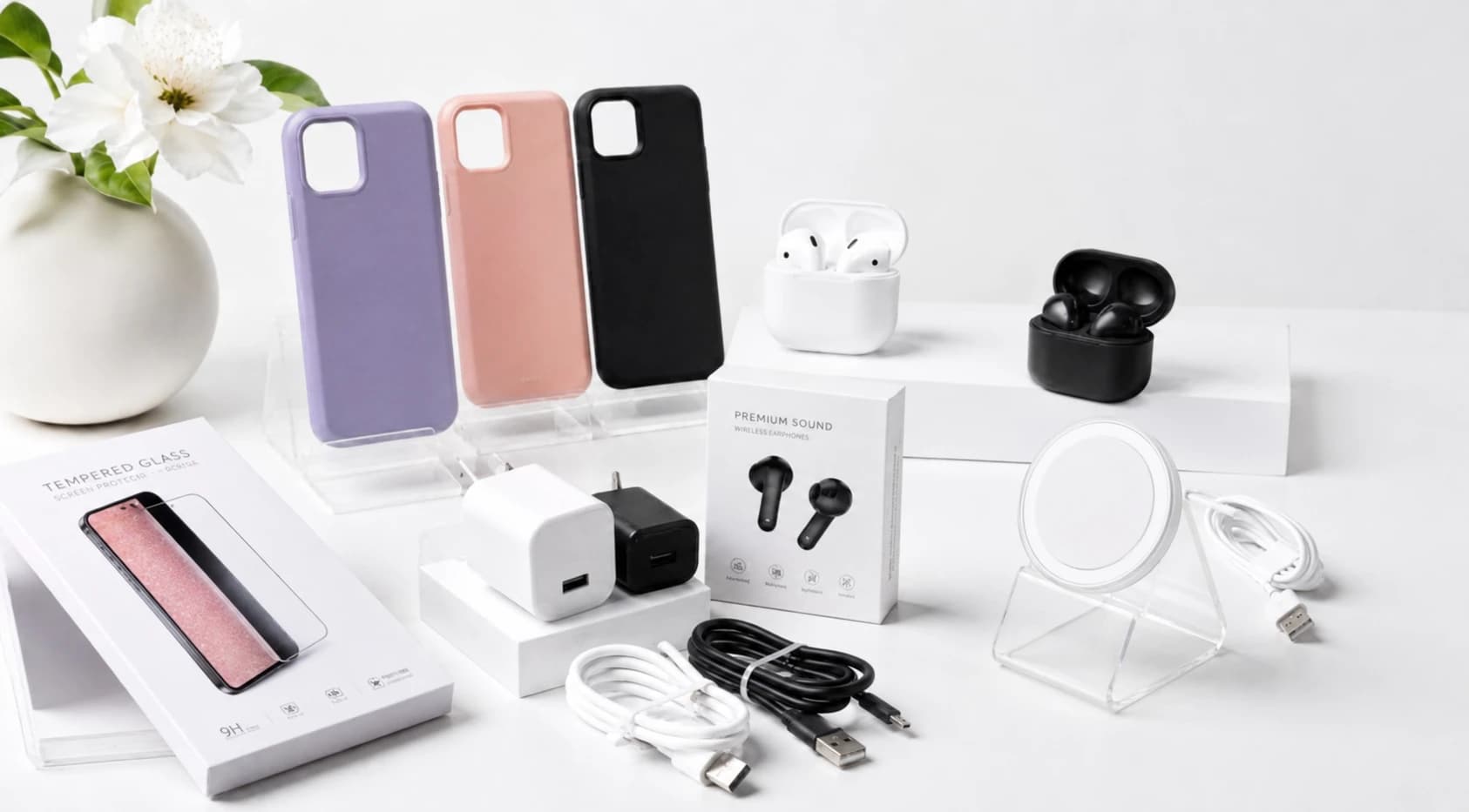 Shot of accessories on a white surface