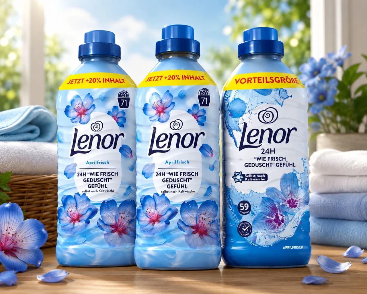 A blue themed flyer of Lenor